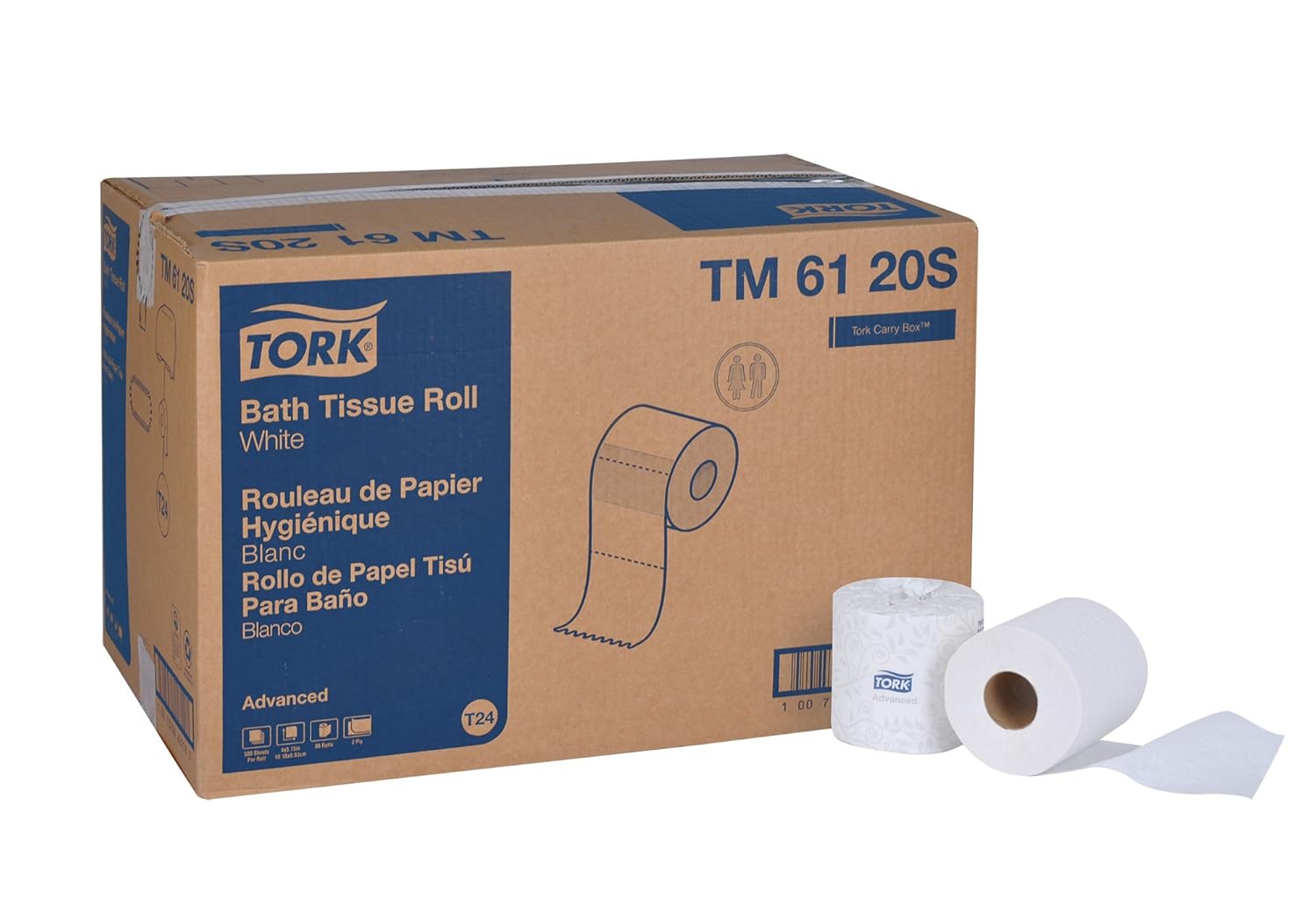 Tork Advanced TM6120S Bath Tissue Roll, 2-Ply, 4" Width x 3.75" Length, White (Case of 96 Rolls, 500 Per Roll, 48,000 Sheets): Industrial & Scientific