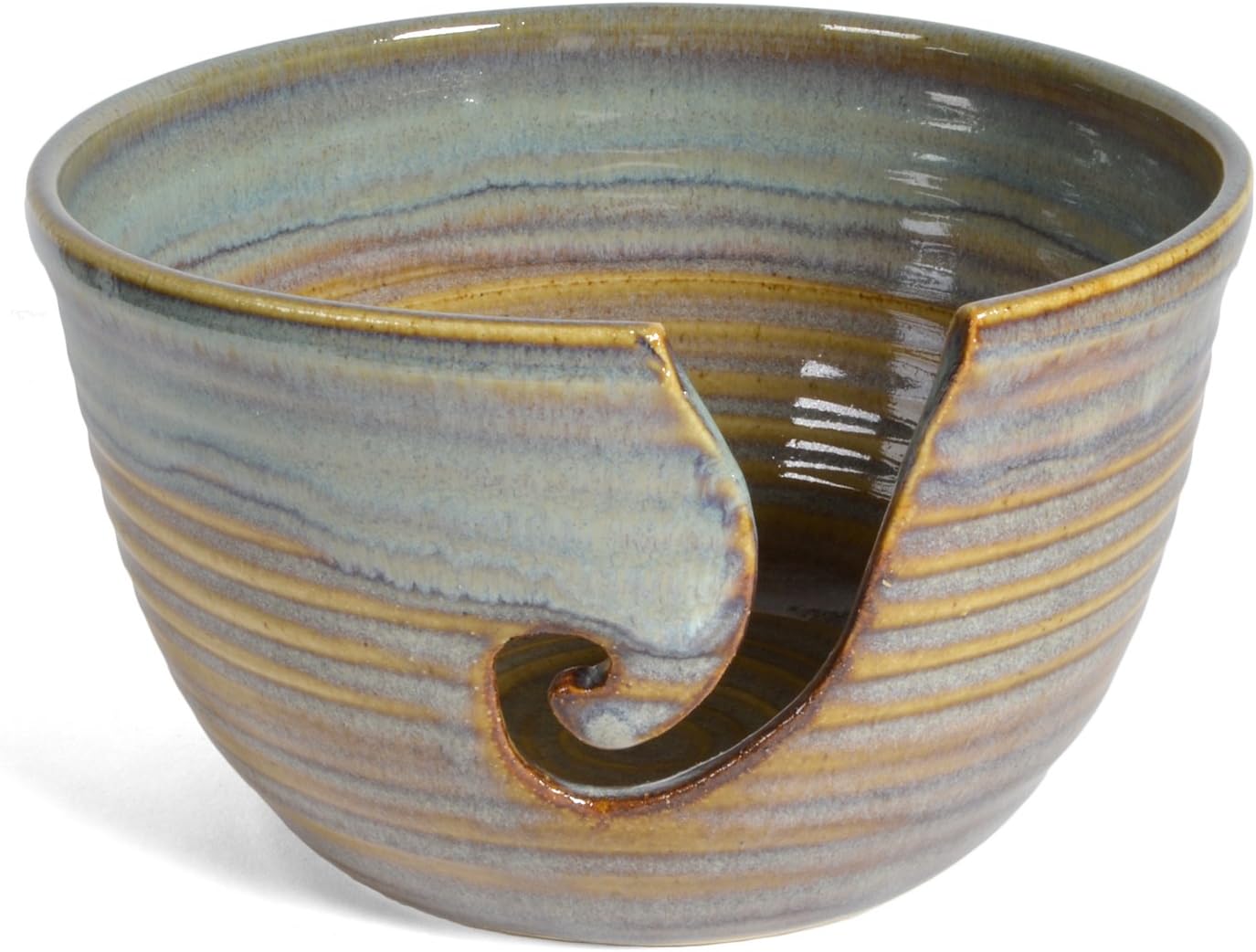 Holman Pottery Yarn Bowl, Ocean Spray Glaze