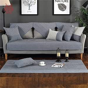 LDSHW Funda de sofá，Funda de sofá de algodón Acolchado a Rayas café