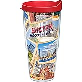 Tervis Massachusetts - Boston Collage Postcard Tumbler with Wrap and Red Lid 24oz, Clear