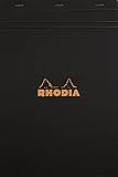 Rhodia 196009C Notizblock (DIN A4, 21 x 29,7 cm, mikroperforiert, liniert mit Rand, 80 Blatt) 1 Stück schwarz