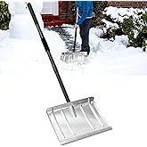 Snow Shovel for Driveway, 46 inches Aluminum Snow Pusher Shovel with D-Grip Handle Heavy Duty Metal Snow Shovels for Car Home