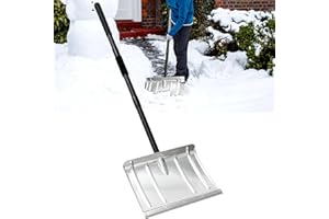 FACTIONGARDEN Snow Shovel, Aluminum Portable Snow Pusher Shovel Heavy Duty Metal Snow Shovel for Driveway Car Home Garage