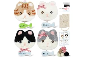 GIPONY punch needle kit-4,embroidery kit for beginners,punch needle kits adults beginner,punch needle kit for beginners, Includes all tools and materials,easy to follow instructions and videos-Cat Family