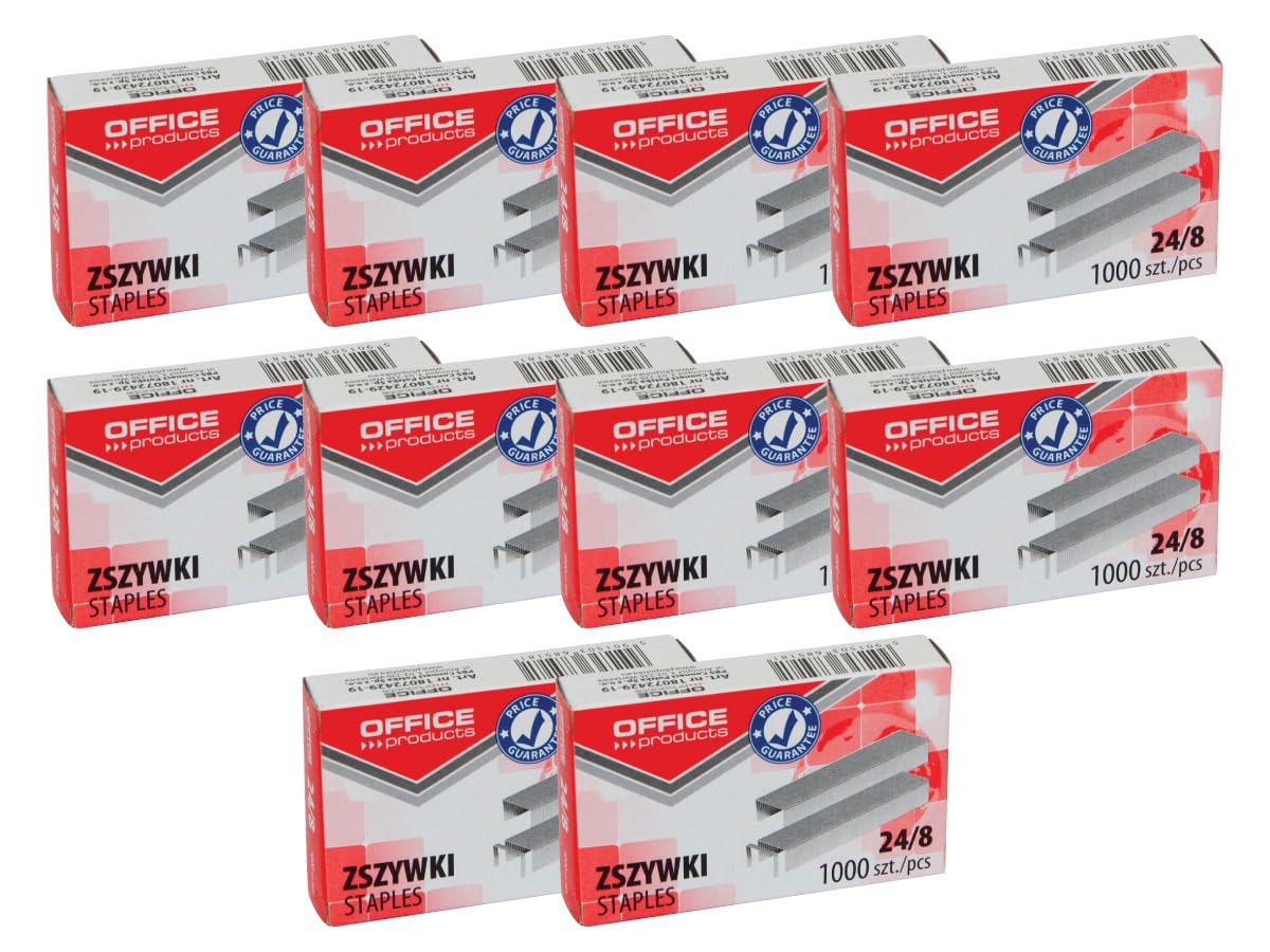 Office Products 18072429-19 Staples 24/8 Silver/Pack of 10,000 (10 x 1000 Pieces) Standard Staples/Staples Paper Clips/Galvanised