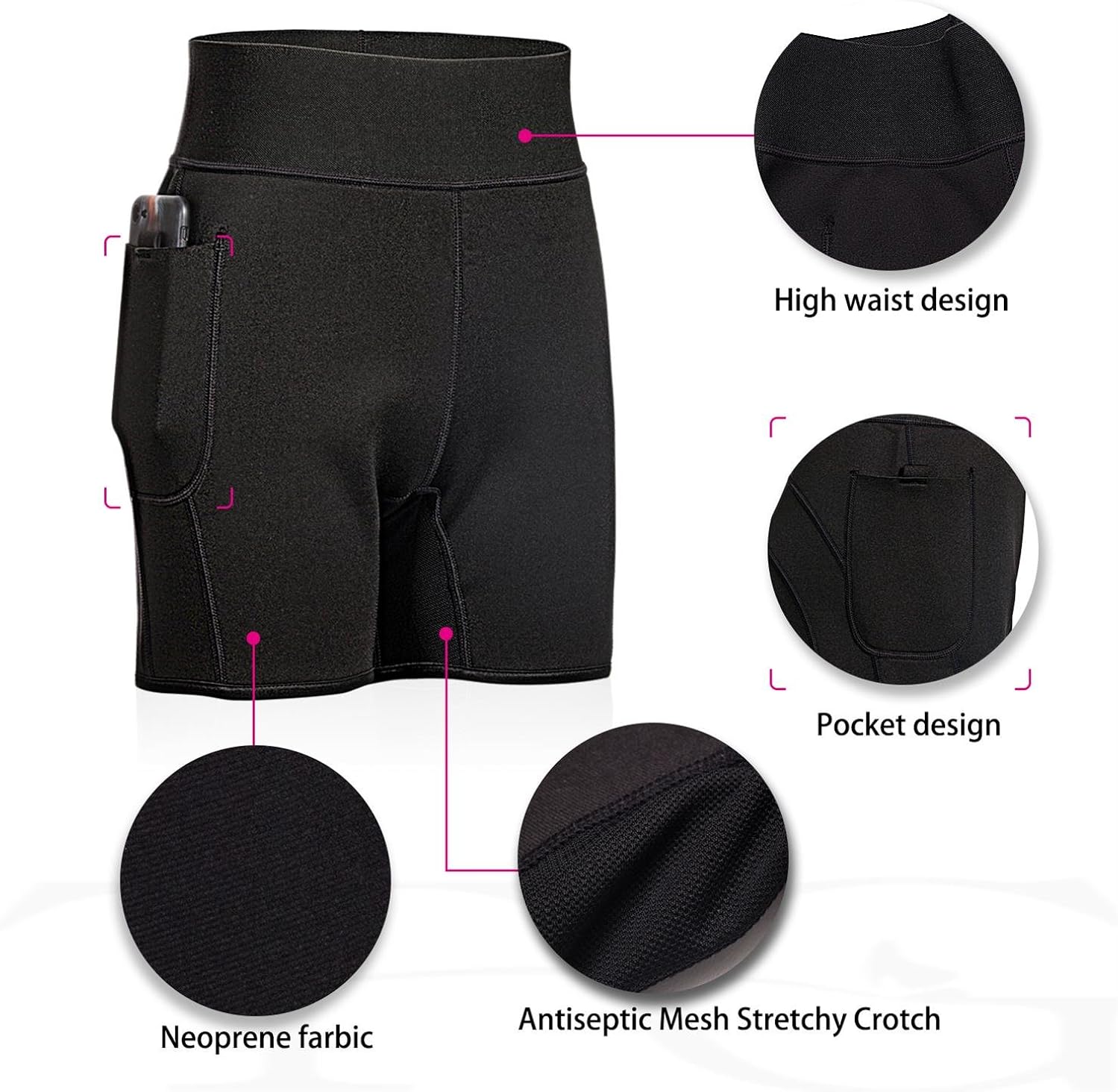 Women Weight Loss Hot Neoprene Sauna Sweat Pants with Side Pocket Workout Thighs Slimming Capris Leggings Body Shaper: Clothing