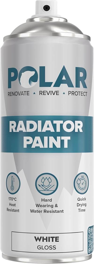 Polar Radiator Spray Paint 400ml White 3-in-1 Primer Under Topcoat up to 170C