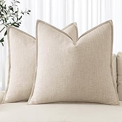 MIULEE Decorative Linen Euro Sham Pillow Covers