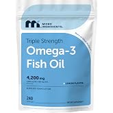 Micro Ingredients Triple Strength Omega-3 Fish Oil 4,200 mg Per Serving | EPA 1200mg + DHA 900mg Per Serving, Wild Caught Fish Source, Lemon-Flavored, 240 Softgels, Burpless, No Fishy Aftertaste.