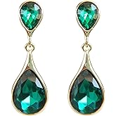 Navachi 18k Gold Plated Clear Crystal Pear-shaped Zirconia Water Drop Dangle Earrings