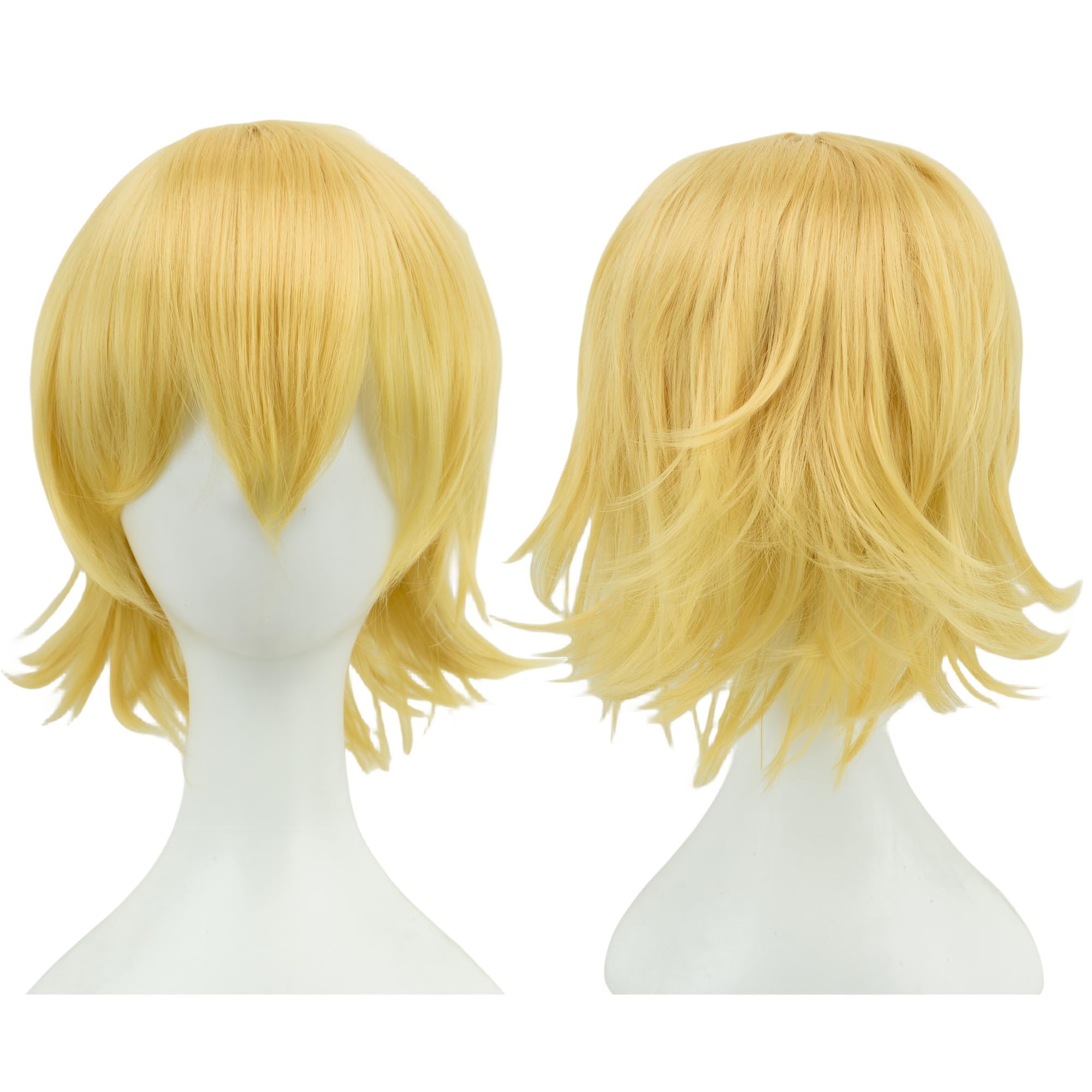 IMISSU Unisex Short Hair Party Wig with Bangs Halloween Costume Wigs (Yellow)