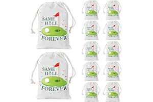 Serencatcher 12pcs Golf Bachelor Party Favor Bags, Same Hole Forever Bachelor Party Cotton Drawstring Bags for Funny Golf Decorations Supplies