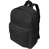 BOGGEUSS Black Basic School Canvas Backpacks for Boys Girls 15.6 Inch Travel Water Resistant Bookbag Black