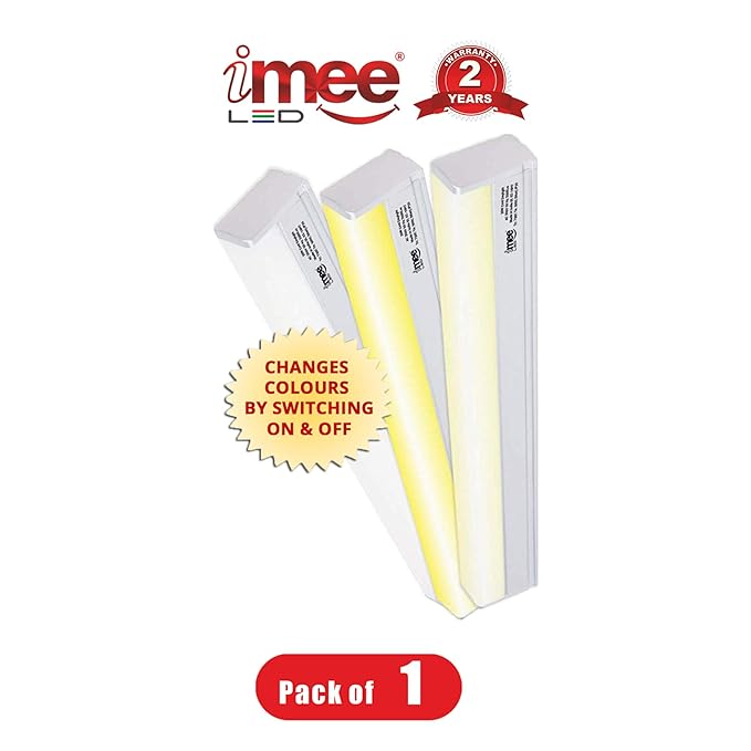 imee 3 in 1 T5 6500K, 4000K, 3000K 100 Lumens LED Tube Light with Strong Aluminium Body Changes 3 Colours on Switching on and Off (White, 22 W)