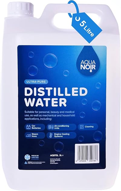 AQUANOIR Distilled Water 5L Ultra-Pure for CPAP Iron Car Battery UK Made