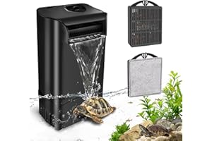 GOZILLA Turtle Tank Filter 8W 148GPH Adjustable Water Flow, Aquarium Filter for Low Water Level Tank, Turtle Filter Quiet Waterfall Fish Tank Filter for 10-30 GAL. (Black)