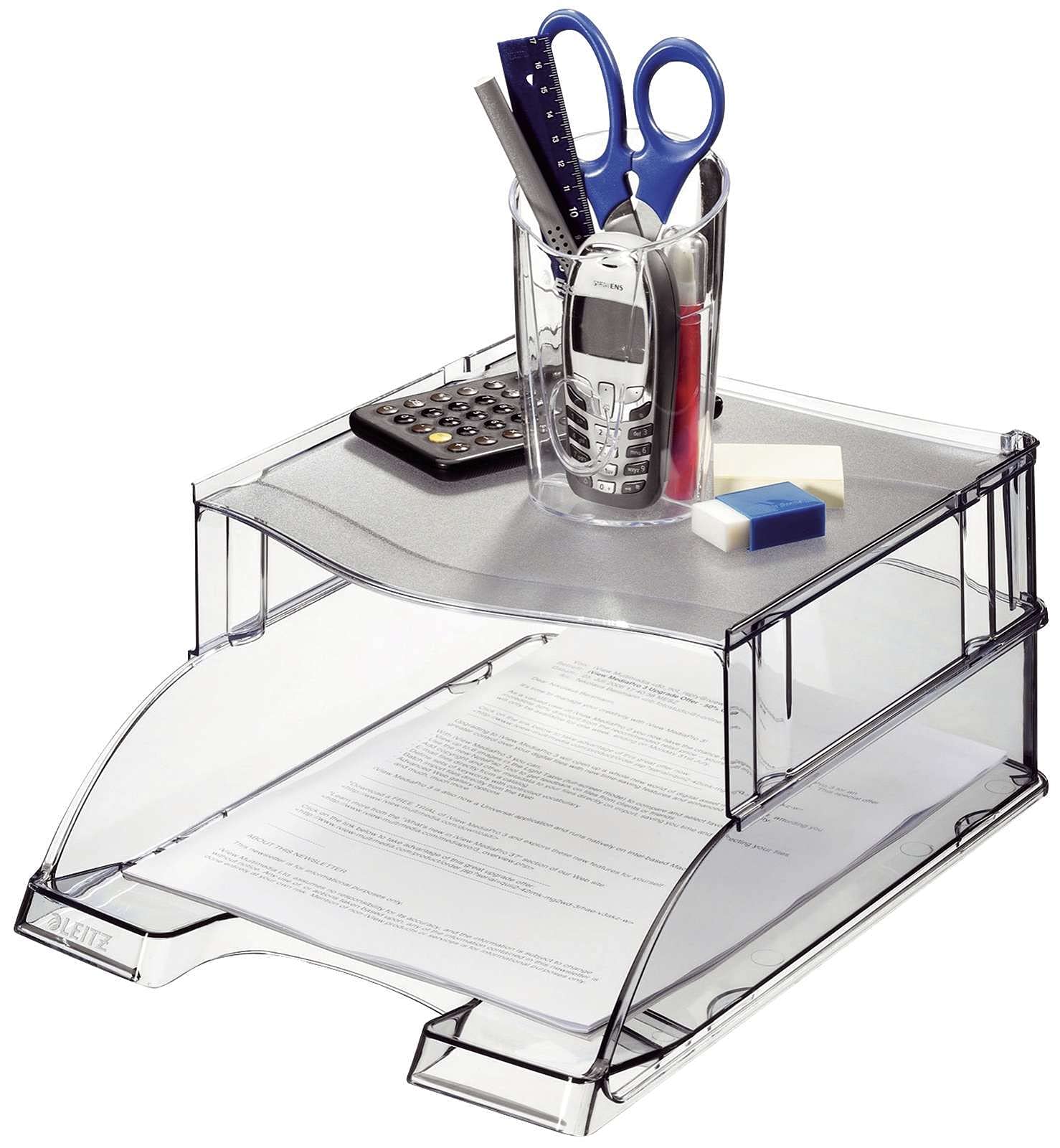 Leitz Universal Riser Platform for Letter Trays, Transparent Smoked Grey, Plus Range, 52340092