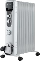 PureMate 2500W Oil Filled Radiator 11 Fin Tall Electric Heater 3 Heat Settings view 1