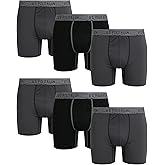 U.S. Polo Assn. Mens Boxer Briefs - 6 Pack 6" Inseam Moisture Wicking Performance Mens Underwear Boxers with Contour Pouch