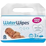 WaterWipes Original Baby Wipes, 99.9% Water, Unscented & Hypoallergenic for Sensitive Newborn Skin, 3 Packs (180 Count)
