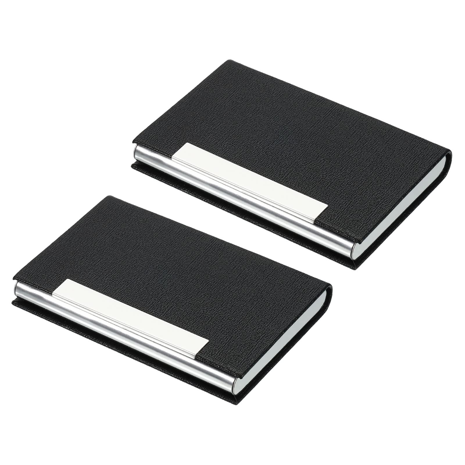 PATIKIL Business Card Holder, 2 Pack PU Leather Flip Magnetic Closure Slim Name Cards Protector Case for Women Men, Black