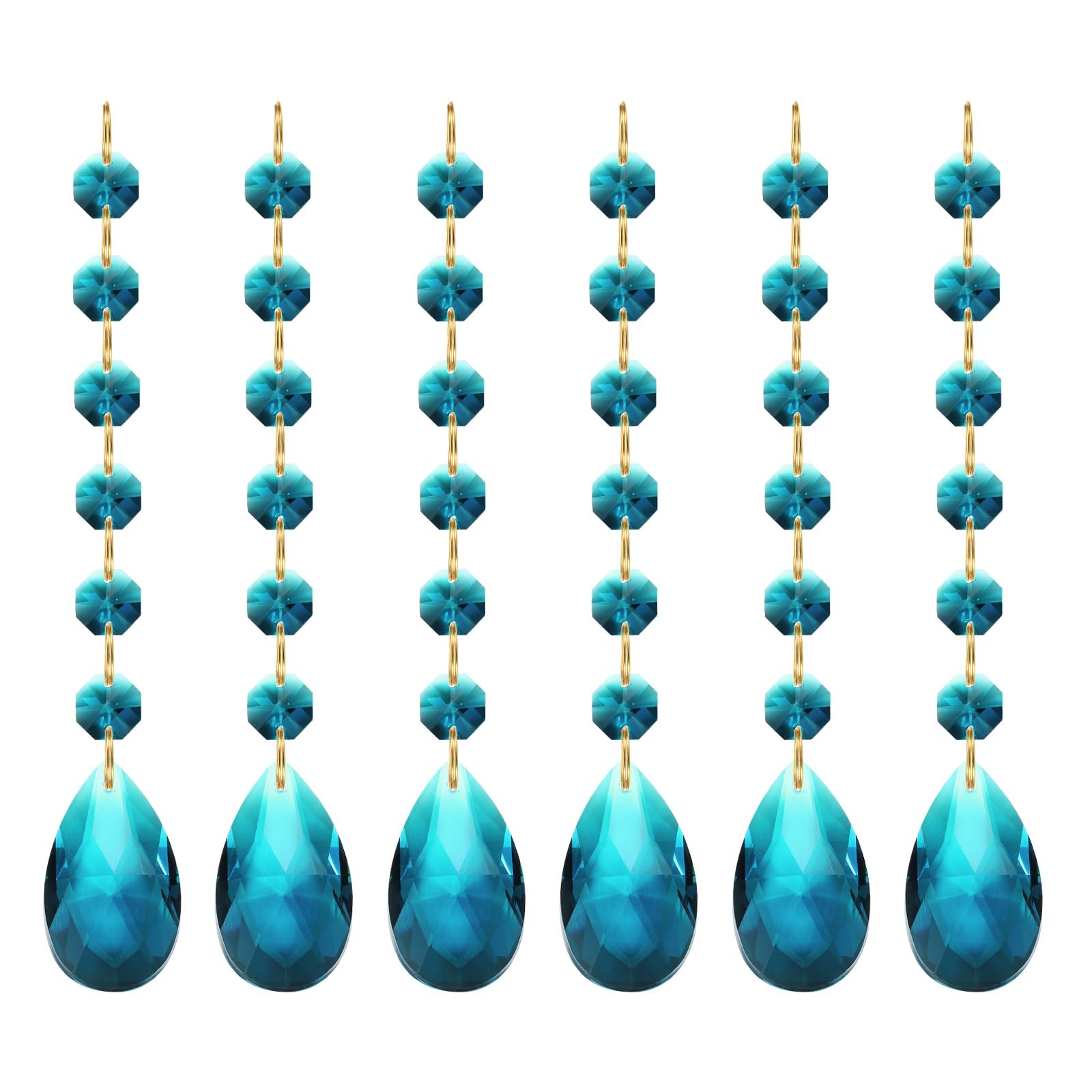 PATIKIL Teardrop Crystal Chandelier Pendants Beads, 6 Pack 160mm Length 38mm Chandelier Prisms Parts Ornaments Hanging Beads for DIY Arts Crafts Decoration, Sky Blue