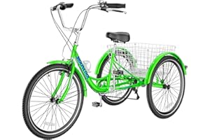 Slsy Adult Tricycles 7 Speed, Adult Trikes 20/24/26 inch 3 Wheel Bikes, Three-Wheeled Bicycles Cruise Trike with Shopping Basket for Seniors, Women, Men.