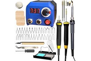 FIRElood LH55-2-3 Wood Burner kit Wood Burning Tool Pen 25~750℃, Wood Burning kit with Digital Thermometer Temperature Adjustable Temperature, 3 pyrographic Wood Burning pens, 37 Wood Burning Pen Tips