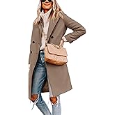 Bnycuml Women's Winter Pea Coat Notch Laple Double Breasted Casual Wool Blend Trench Coats