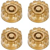 Banworks Guitar Control Knobs Metric 18-Spline Konbs 6mm (15/64") | 2 Volume 2 Tone Control Knobs Knurled Top Hat Knobs for Epiphone Les Paul LP SG Electric Guitars Pack of 4 JT/XN-10 Golden