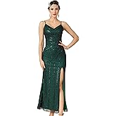 RRYIO Women Vintage Flapper Dresses 1920s Great Gatsby Cami Maxi Dress High Split Formal Dress