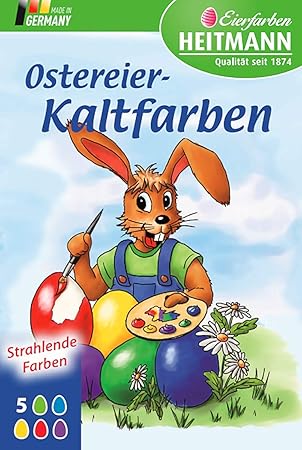 Heitmann Ostereier-Kaltfarben - grün, blau, gelb, rot, violett - für weiße und braune Eier - klassisches Eierfärben