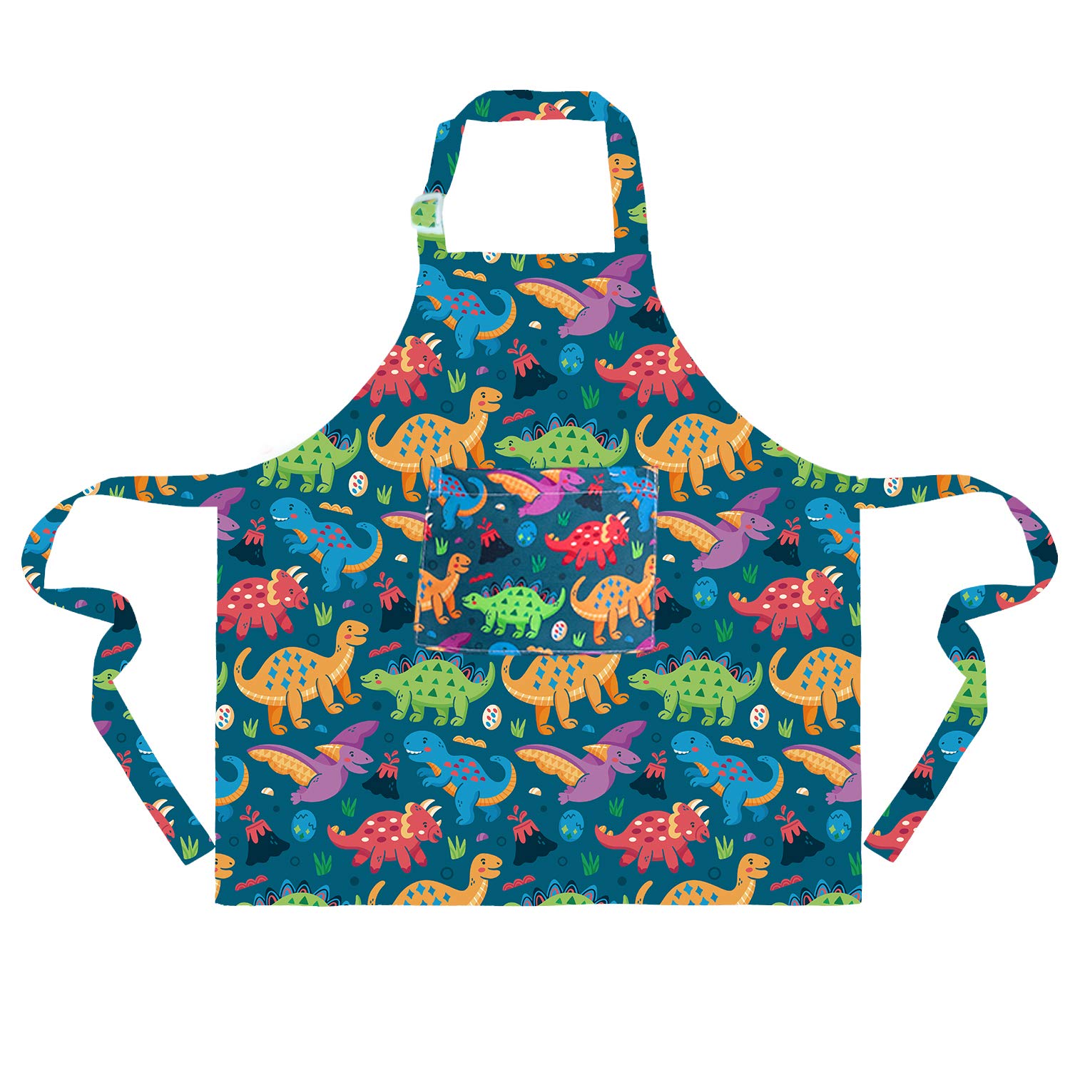 Nidoul Official Kids Apron with Pocket Adjustable Dinosaur Apron for Home Cooking Baking Painting Children Artists Apron Kichen Chef Apron