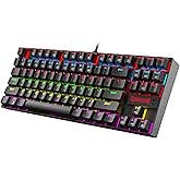 Redragon K552 Mechanical Gaming Keyboard RGB LED Rainbow Backlit Wired Keyboard with Red Switches for Windows Gaming PC (87 K