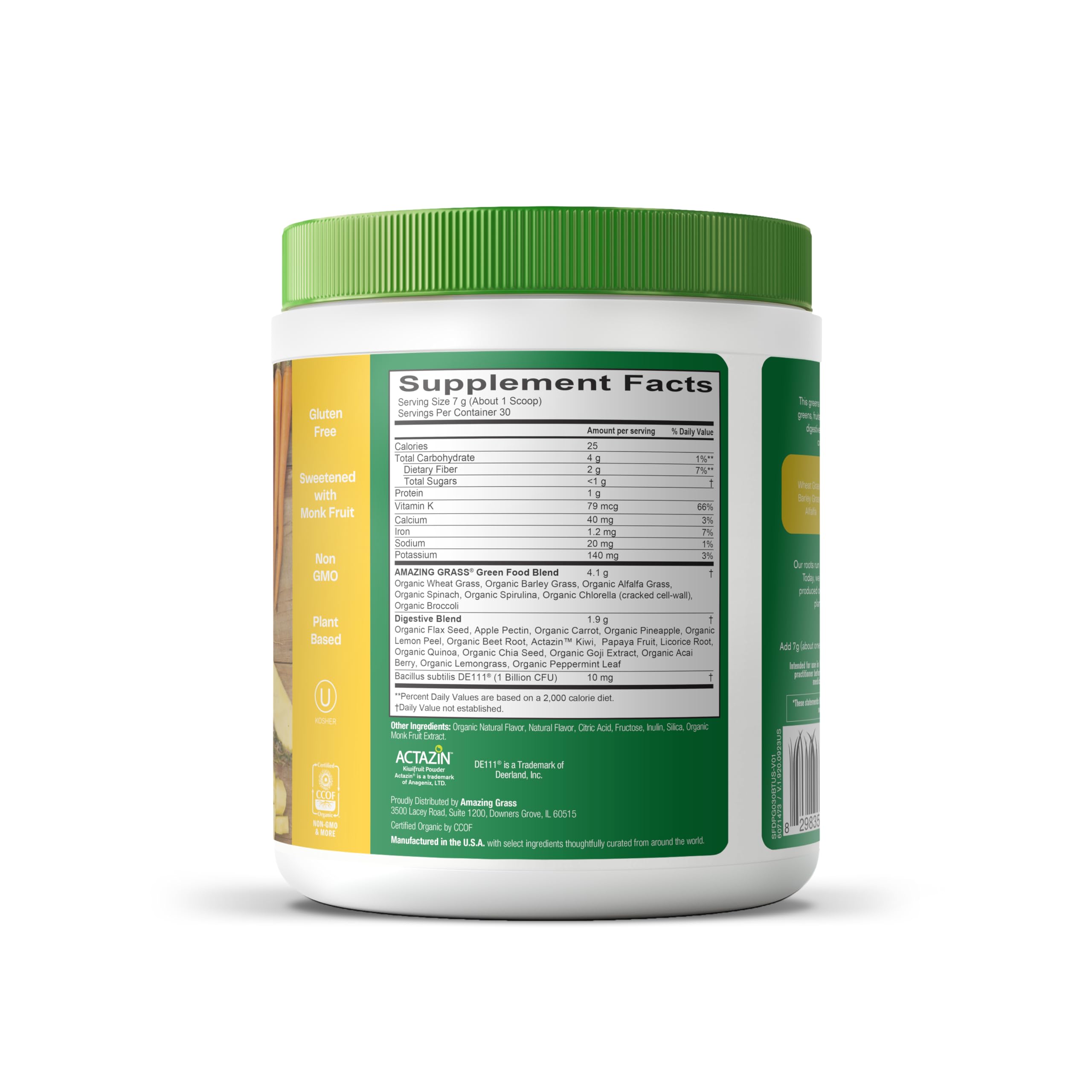 Amazing Grass Greens Blend Digest: Super Greens Powder Smoothie Mix for Digestion Support with Organic Spirulina, Chlorella, Beet Root Powder, Digestive Enzymes & Probiotics, 30 Servings