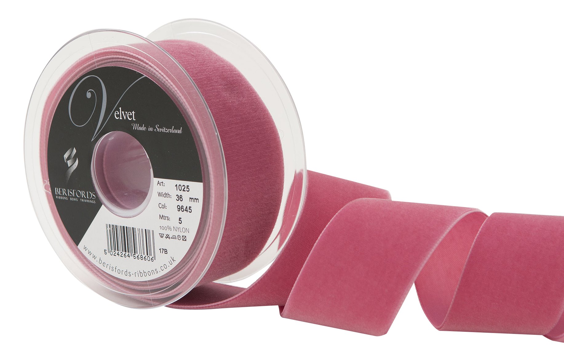 Berisfords Velvet Ribbon, Alt Rosa, 102 x 45 x 102 cm