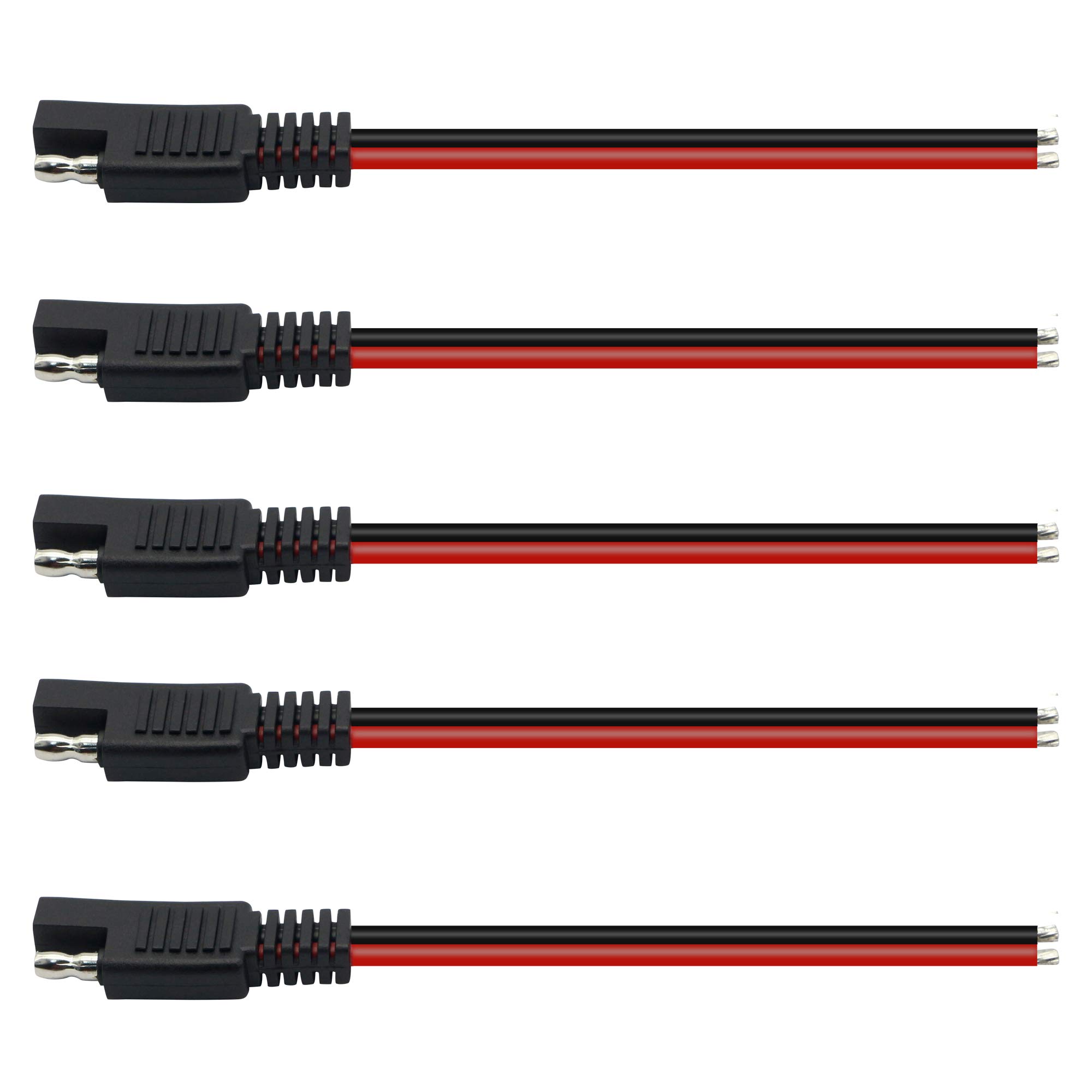 PNGKNYOCN 12V SAE Connector Cable.14AWG 15cm SAE 2 Pin Single Plug Quick Connector Disconnect Plug SAE Car Extension Cable for Motorcycles, Cars, Tractors (5-pack)