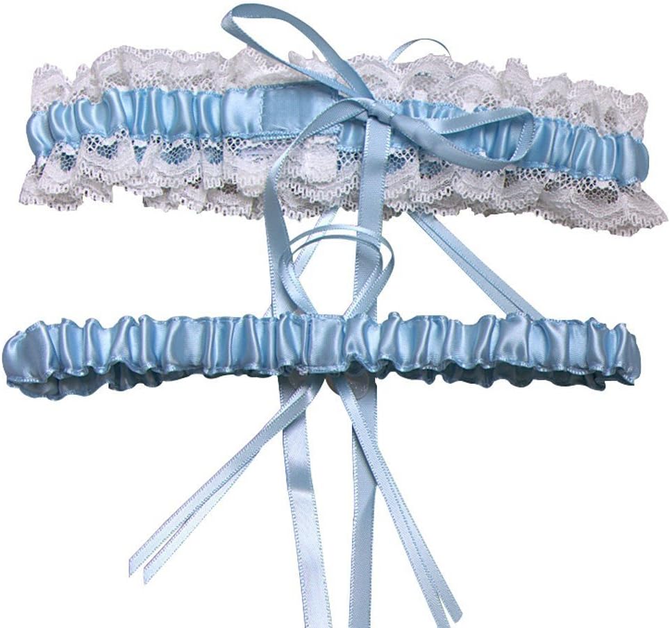 Baigio Women Women's Lace Wedding Garters Belt Set For Bride Satin With Ribbon Tulle Flowers Bead