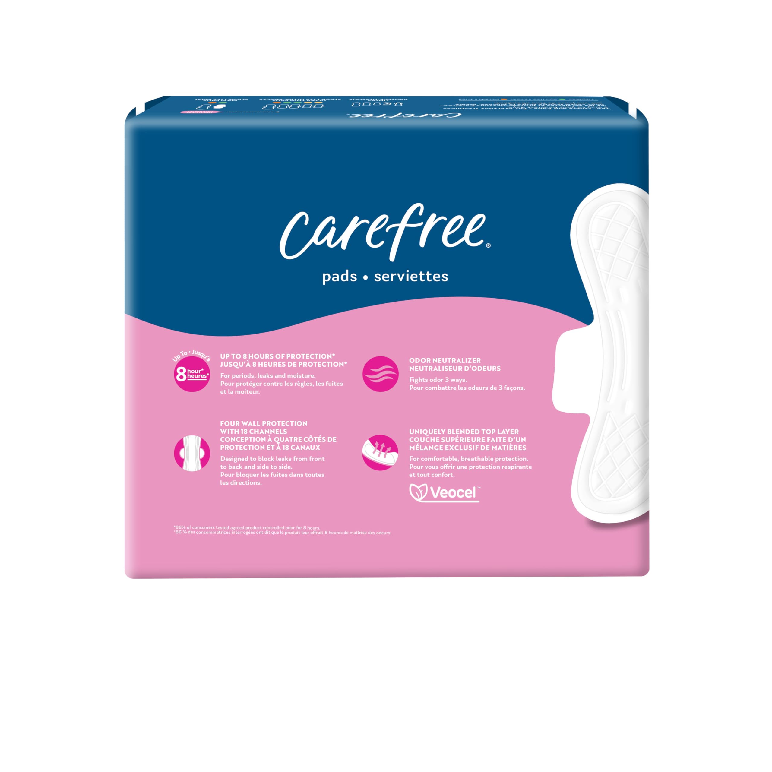 Carefree Maxi Pads for Women, Super/Long Pads with Wings, 28ct | Carefree Pads, Feminine Care, Period Pads & Postpartum Pads | 28ct (Pack of 1)