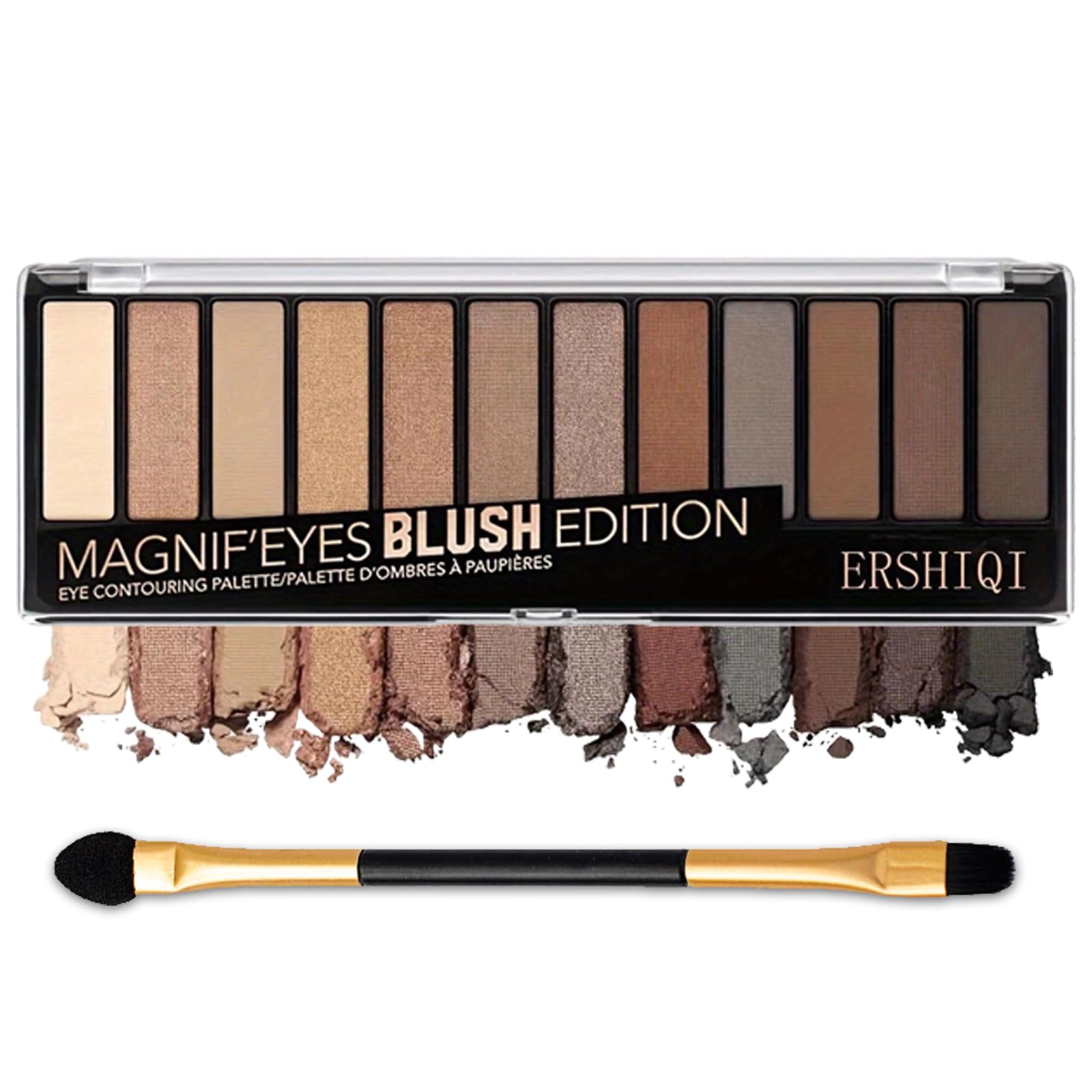 Nude Eyeshadow Palette 12 Shades,Smokey Color eye shadow pallets for women,Professional,Long Lasting,Waterproof and Blendable,make-up palettes with Brushes （Nude）