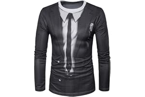 GRAJTCIN GRATJCIN Men's 3D-Print Tuxedo Shirts Long Sleeve T-Shirt