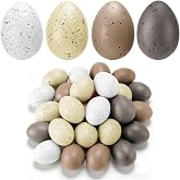 Sfoni 24pcs Speckled Easter Eggs, Vase Bowl Filler Ornaments Pastel Plastic Fake Eggs DIY Spring Easter Decorations for Home Party Table Mantel Decor Supplies, 1.5 x 2.4 in, White/Yellow/Khaki/Brown