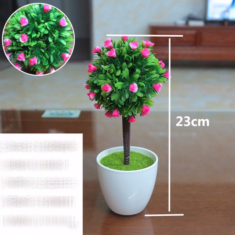 Mesmj Artificial Flower Bouquet Plant Bonsai Home Decor,Straw Ball Pink