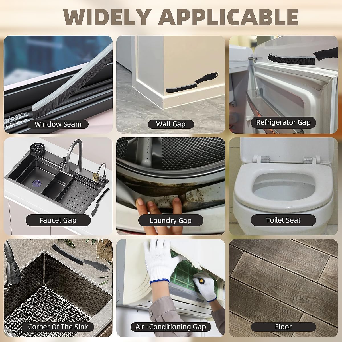 SXhyf Hartborsten Eckenreinigungsbürste, Fugenbürste, Pureclean Bürste, Ecken Reinigungsbürste,Bürste Reinigung Wird Für Familien Reinigung, Küche, Badezimmer Reinigungswerkzeuge Verwendet (Schwarz) 6