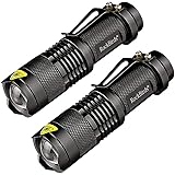 Rockbirds LED Flashlight, Mini Super Bright 3 Mode Tactical Flashlight, Best Tools for Hiking, Hunting, Fishing and Camping (2 Pack)