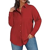 ForHailey Plus Size Button Down Shirts for Women Long Sleeve Collared Casual Shirt Office Work Classic Blouse Tops XL-5XL