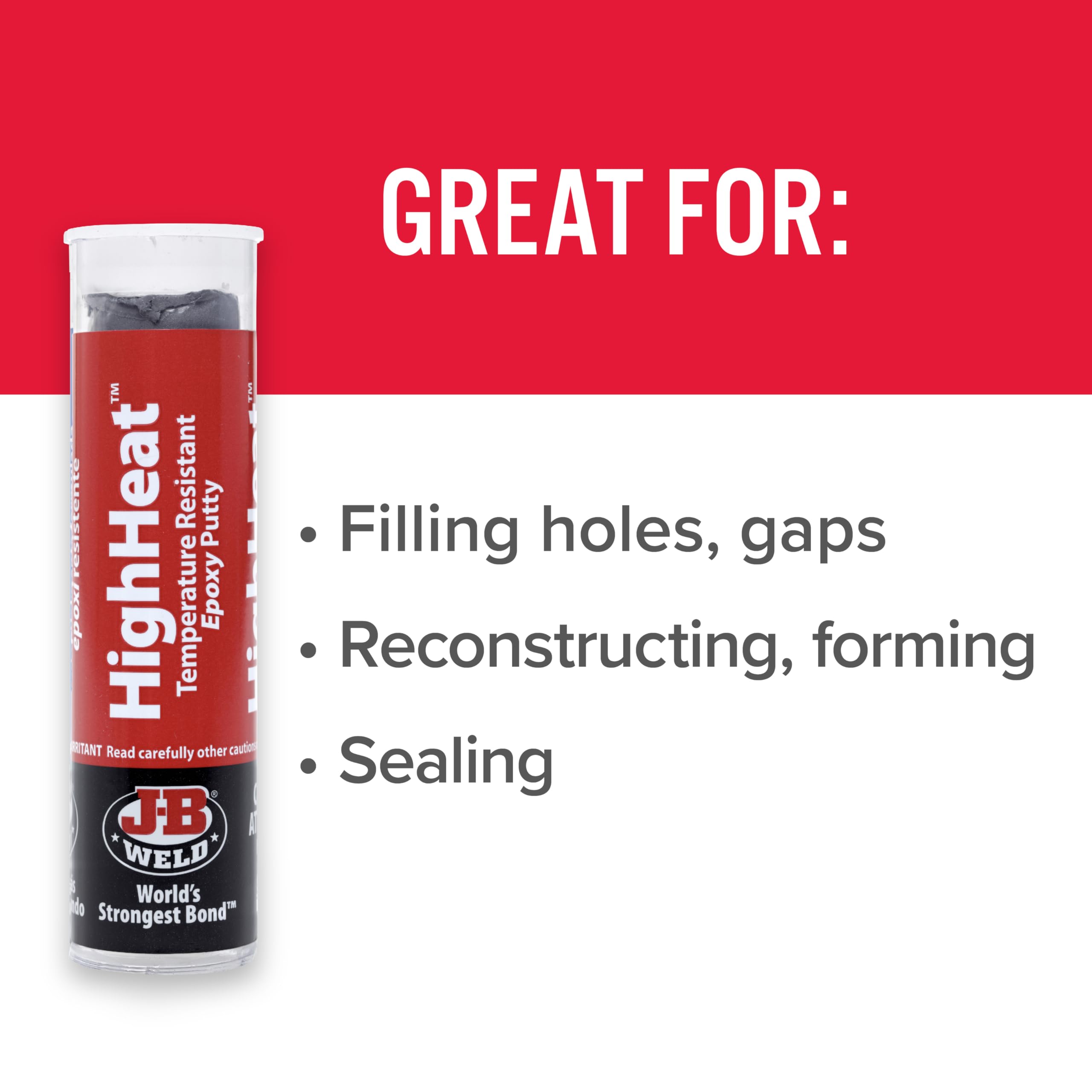 J-B Weld 8297 HighHeat 500 Degree Epoxy Putty Stick - 2 oz. , Grey