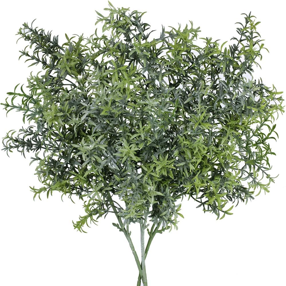 SUPLA 3 Pack Artificial Rosemary Plant Greenery Stems Fake Rosemary