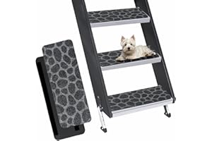 RUNROLE RV Step Covers 3 Pack Embossed Camper Stair Rugs Non Slip Carpet for Mobile Home - 19.5x7.5 Inches, Stone Patterns