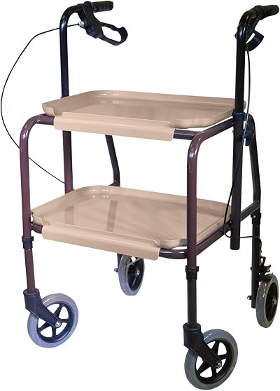 Aidapt Strolley Trolley with Brakes – Height Adjustable, Removable Trays